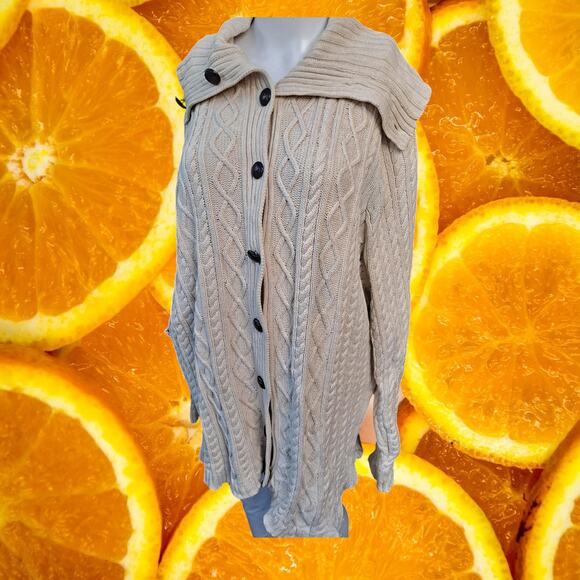 Jeanne Pierre Women's Beige Long Sleeve Cable Knit Cotton Sweaters Size 3X - Picture 1 of 9